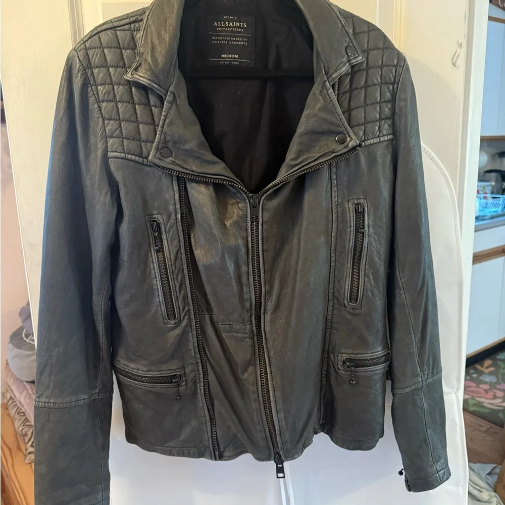 All Saints Black Leather Jacket - Picture 2 of 10